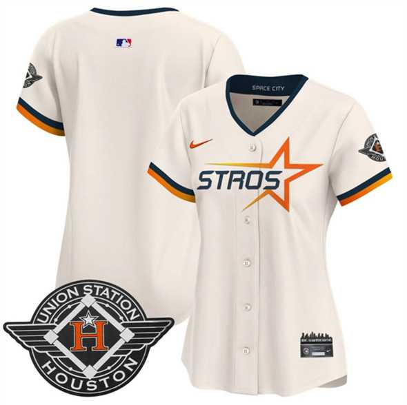 Women%27s Houston Astros Blank Cream 2025 City Connect Limited Stitched Jersey Dzhi